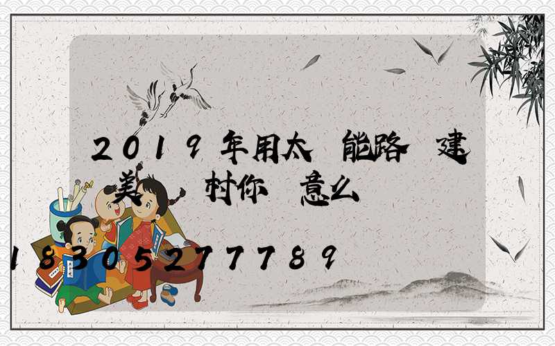 2019年用太陽能路燈建設美麗鄉村你滿意么