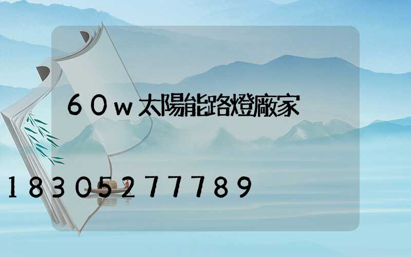60w太陽能路燈廠家