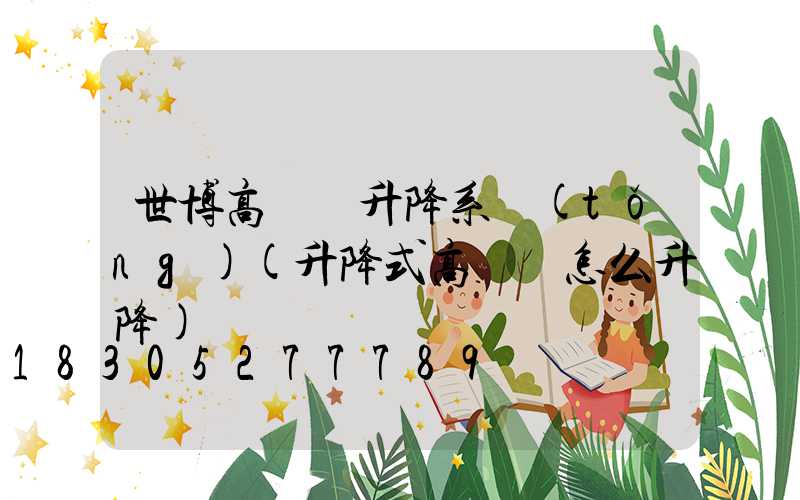 世博高桿燈升降系統(tǒng)(升降式高桿燈怎么升降)