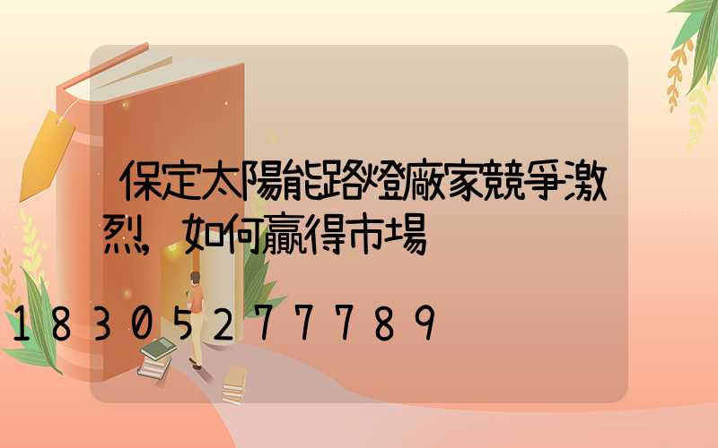 保定太陽能路燈廠家競爭激烈,如何贏得市場