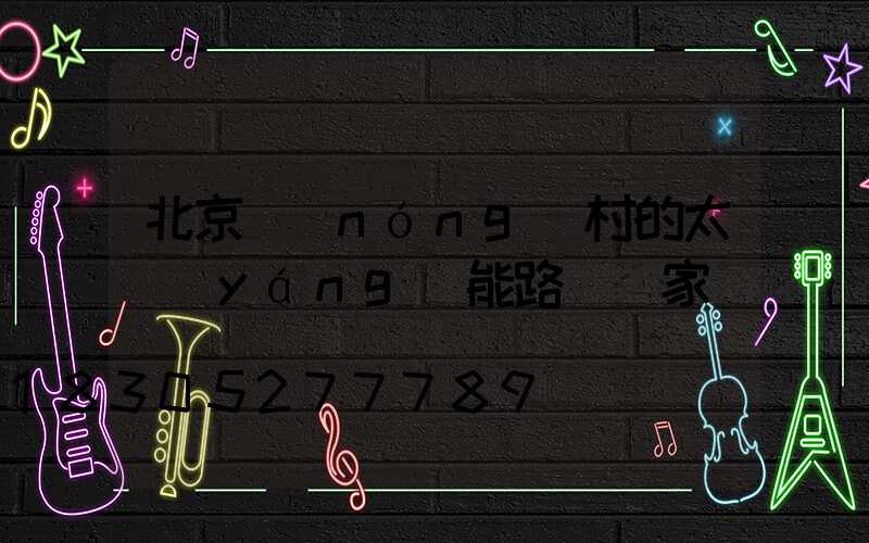 北京農(nóng)村的太陽(yáng)能路燈廠家