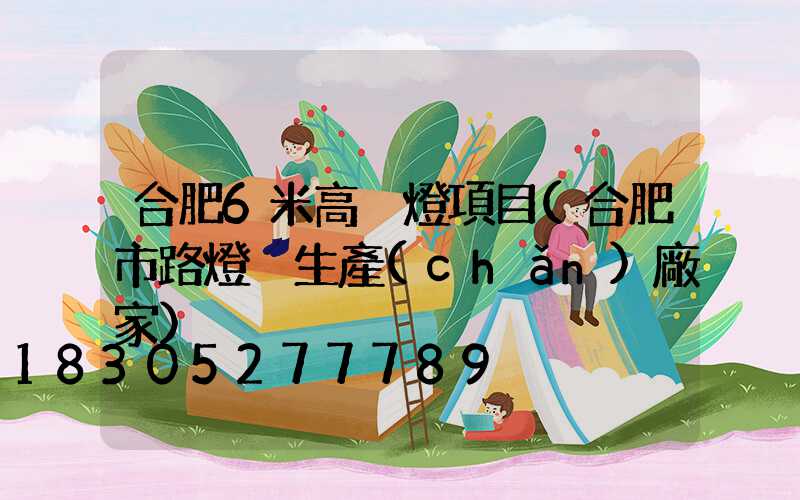 合肥6米高桿燈項目(合肥市路燈桿生產(chǎn)廠家)