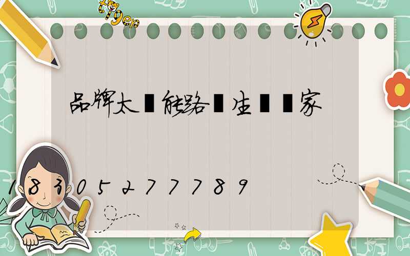 品牌太陽能路燈生產廠家