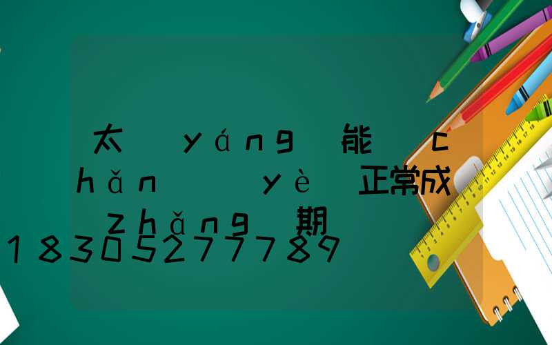太陽(yáng)能產(chǎn)業(yè)正常成長(zhǎng)期