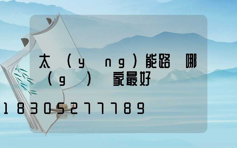 太陽(yáng)能路燈哪個(gè)廠家最好