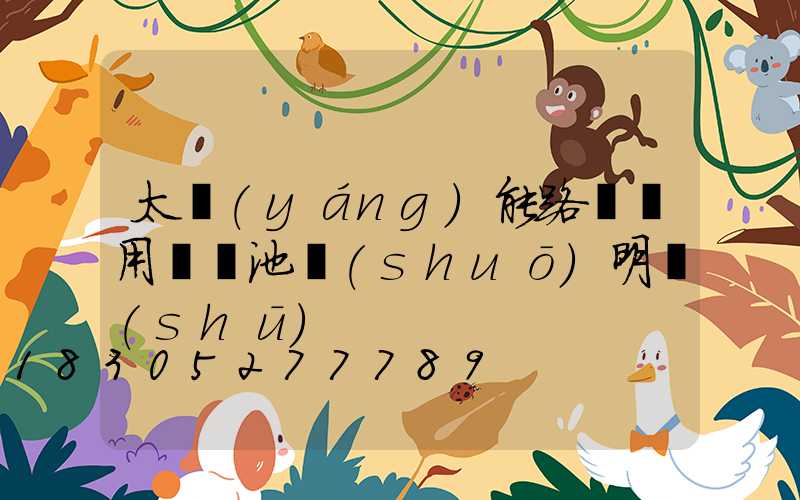 太陽(yáng)能路燈專用鋰電池說(shuō)明書(shū)