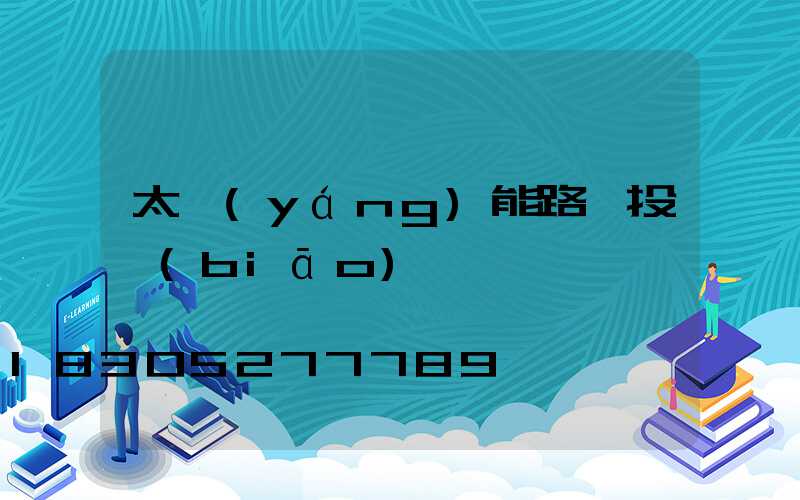 太陽(yáng)能路燈投標(biāo)書