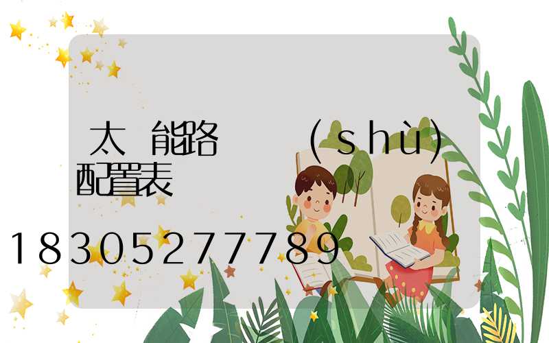 太陽能路燈參數(shù)配置表