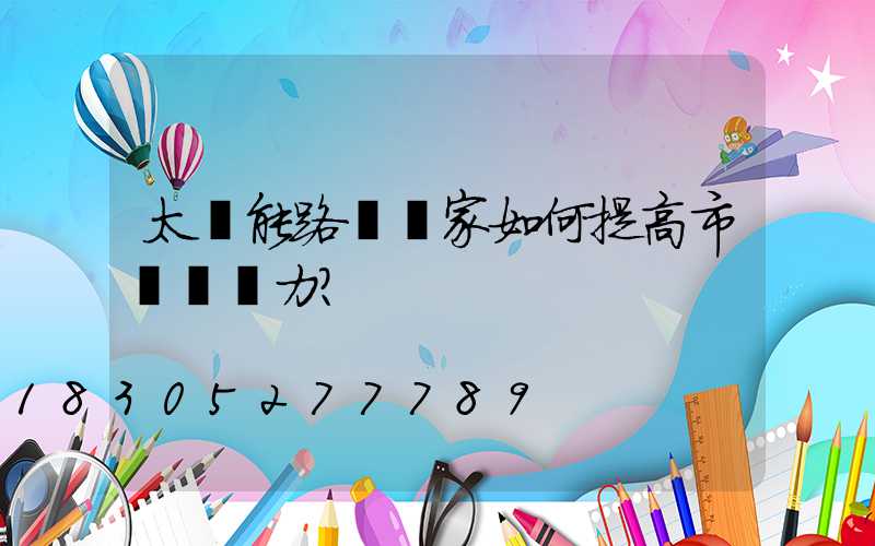 太陽能路燈廠家如何提高市場競爭力？