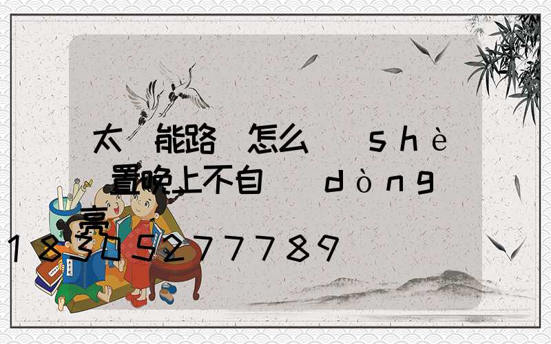 太陽能路燈怎么設(shè)置晚上不自動(dòng)亮