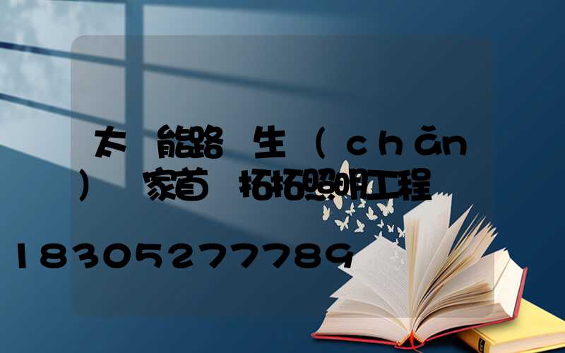 太陽能路燈生產(chǎn)廠家首選拓拓照明工程