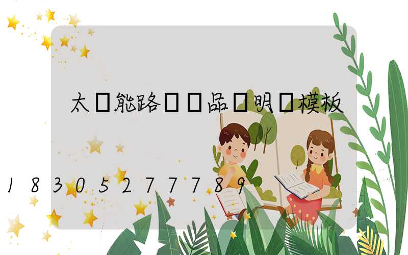 太陽能路燈產品說明書模板