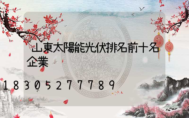 山東太陽能光伏排名前十名企業