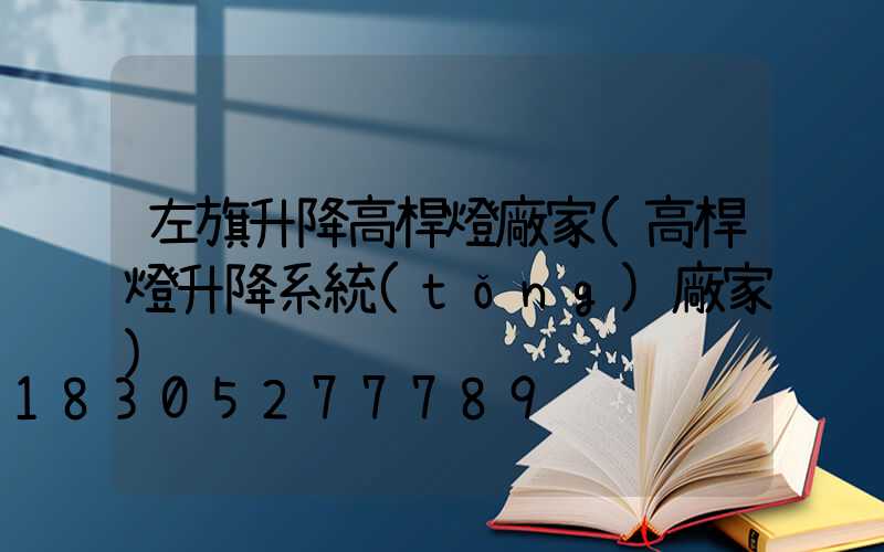 左旗升降高桿燈廠家(高桿燈升降系統(tǒng)廠家)