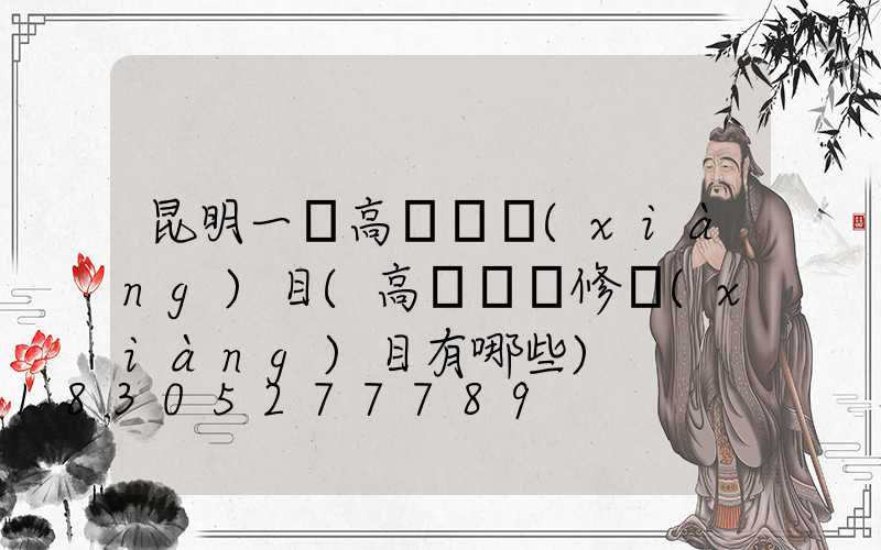 昆明一體高桿燈項(xiàng)目(高桿燈檢修項(xiàng)目有哪些)