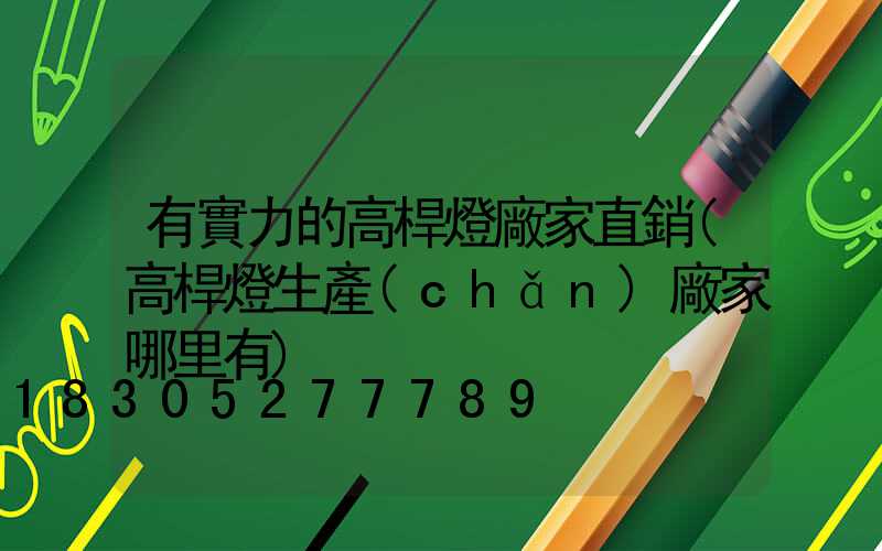 有實力的高桿燈廠家直銷(高桿燈生產(chǎn)廠家哪里有)