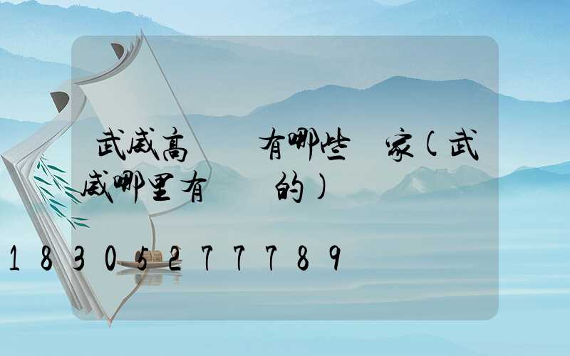 武威高桿燈有哪些廠家(武威哪里有賣燈的)