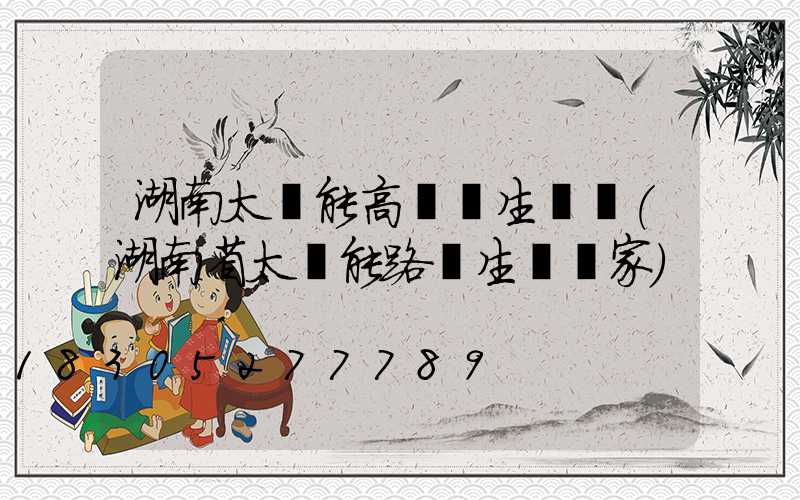 湖南太陽能高桿燈生產廠(湖南省太陽能路燈生產廠家)