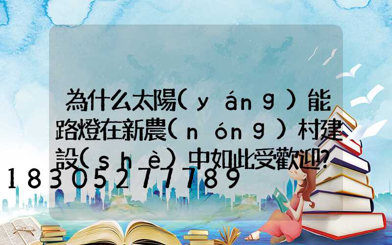 為什么太陽(yáng)能路燈在新農(nóng)村建設(shè)中如此受歡迎？