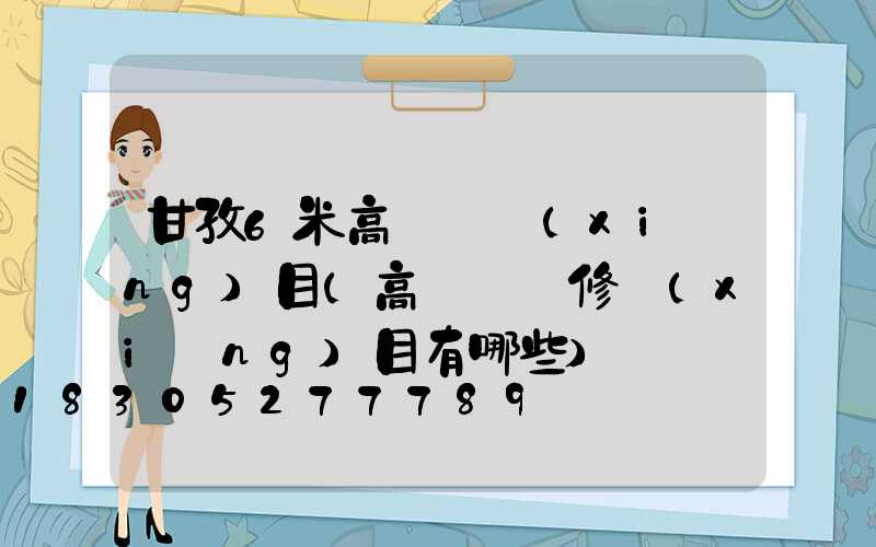 甘孜6米高桿燈項(xiàng)目(高桿燈檢修項(xiàng)目有哪些)