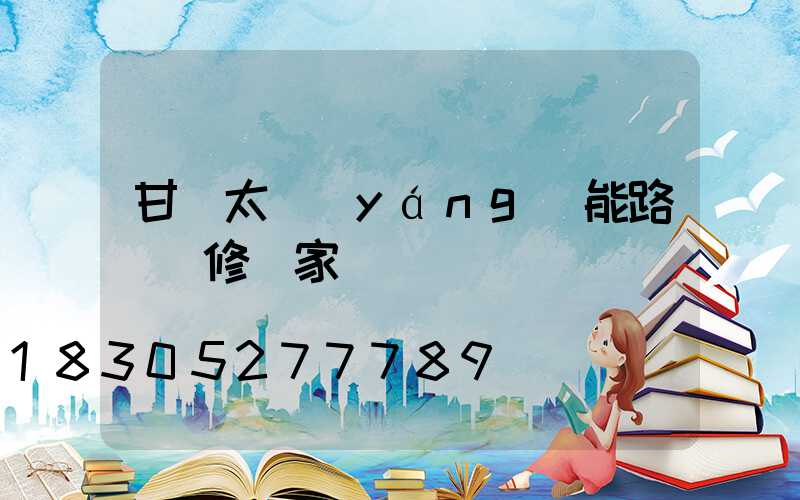 甘肅太陽(yáng)能路燈維修廠家