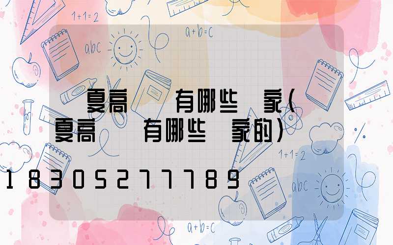 臨夏高桿燈有哪些廠家(臨夏高桿燈有哪些廠家的)