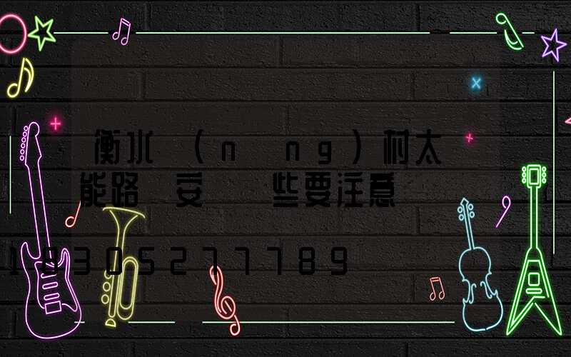 衡水農(nóng)村太陽能路燈安裝這些要注意