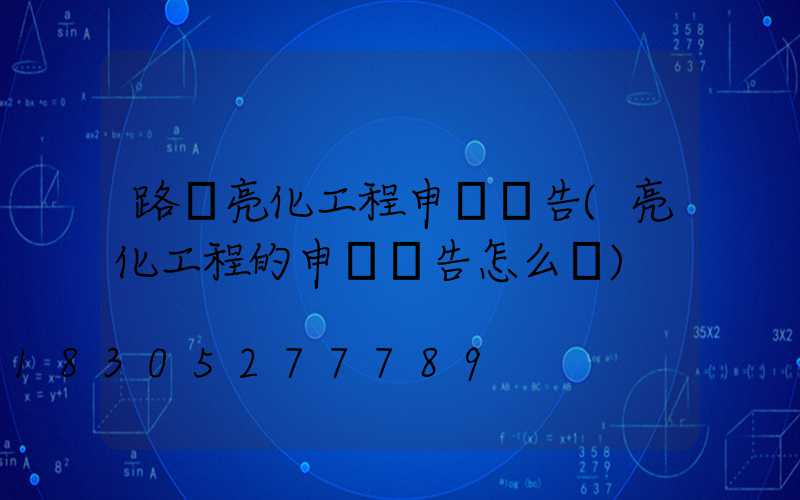 路燈亮化工程申請報告(亮化工程的申請報告怎么寫)
