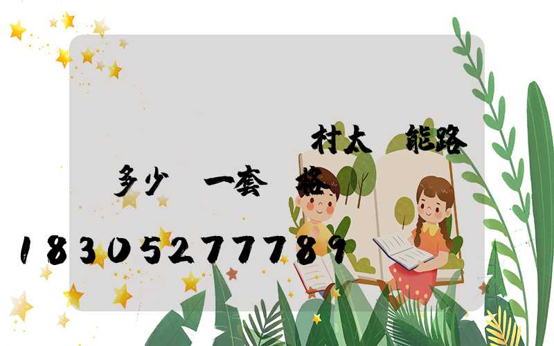 農(nóng)村太陽能路燈多少錢一套價格