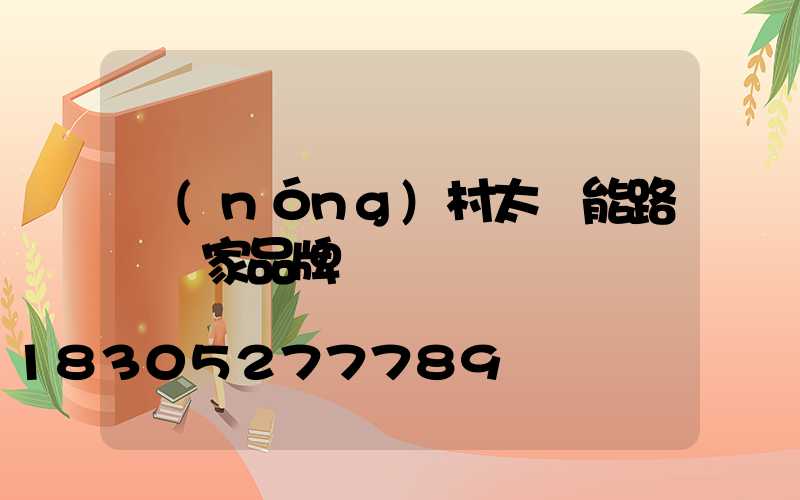 農(nóng)村太陽能路燈廠家品牌