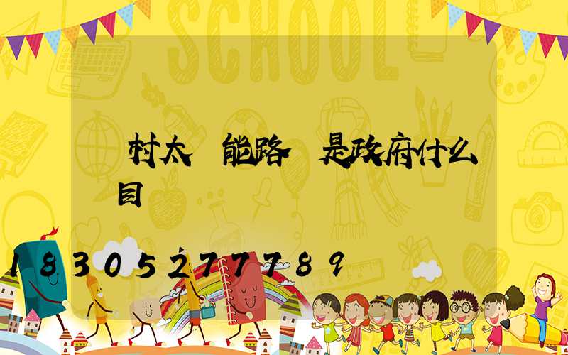 農村太陽能路燈是政府什么項目