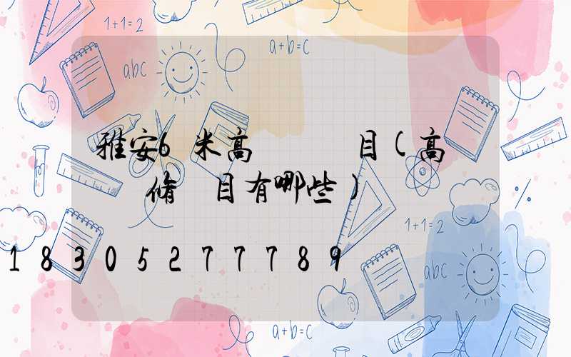 雅安6米高桿燈項目(高桿燈檢修項目有哪些)