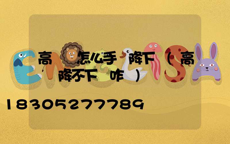 高桿燈怎么手動降下來(高桿燈降不下來咋辦)